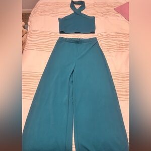 4 Saints Wide-Leg High-Waist Pants with Crop Top - Set